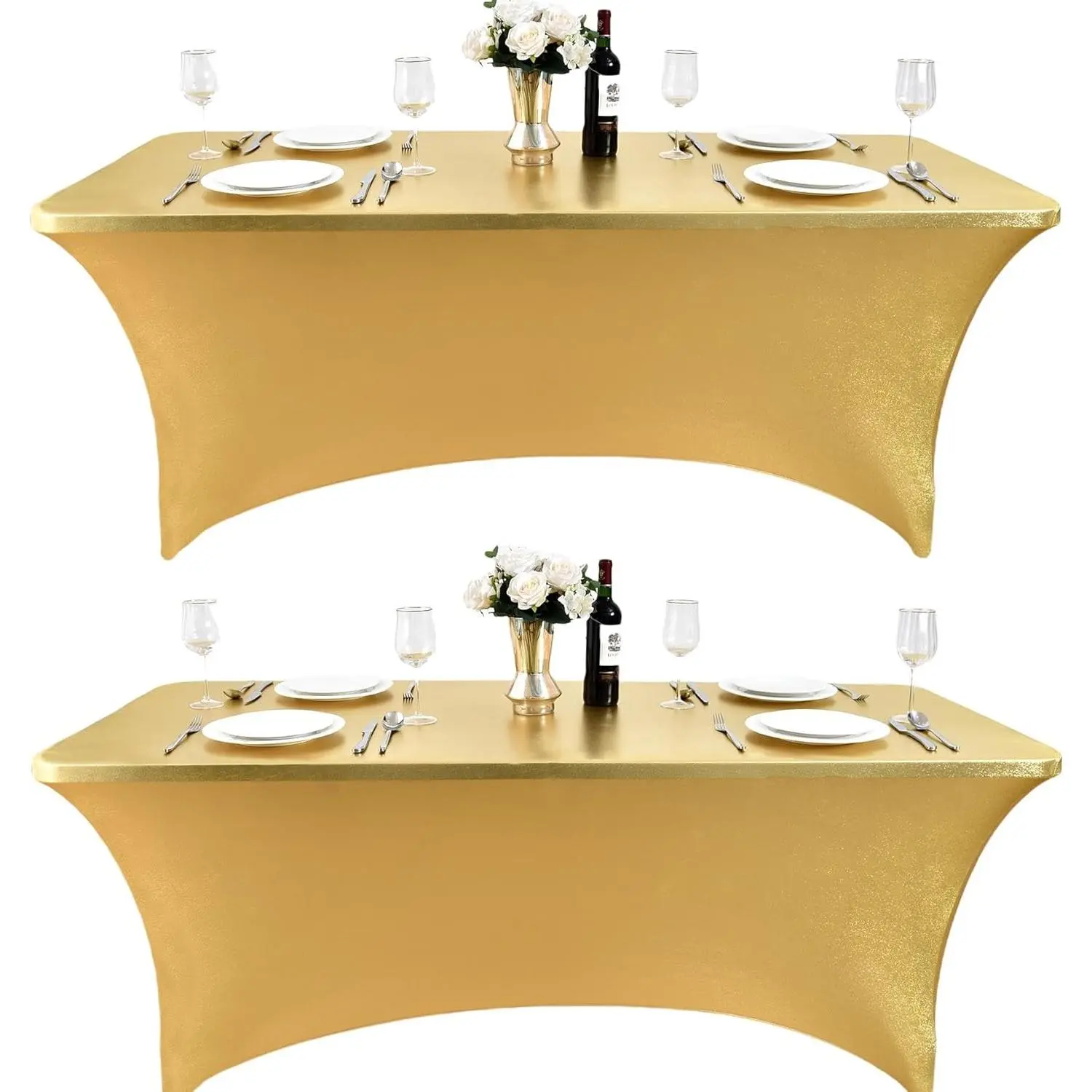 2-Pack 6ft Spandex Table Covers for Rectangle Standard Folding Tables - Wrinkle Resistant Stretch Tablecloths - Fitted Table Protector for Parties, Trade Shows, Banquet