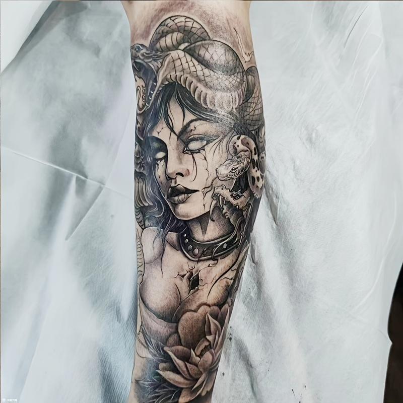 6 One Big Picture Herbal Tattoo Stickers - Includes 1 Medusa and 5 Random Styles, Waterproof, Anti-Friction, Lasting 7-15 Days, Realistic Effect
