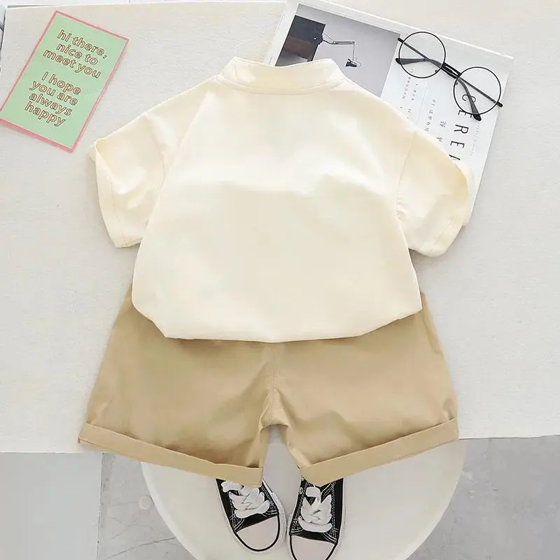 Children Boys Chinese Style Tang Costume Summer Casual Panda Print T-shirts + Shorts 2Pcs/Sets Kids Casual Infant Outfits 1-5Y