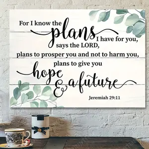 2D Decorative Painting, 1 Bible-themed Canvas Wall Art - Jeremiah 29:11 "I know the plans I have for you" - Inspirational Scripture Decorative Painting, suitable for living room, bedroom, office, or home decoration