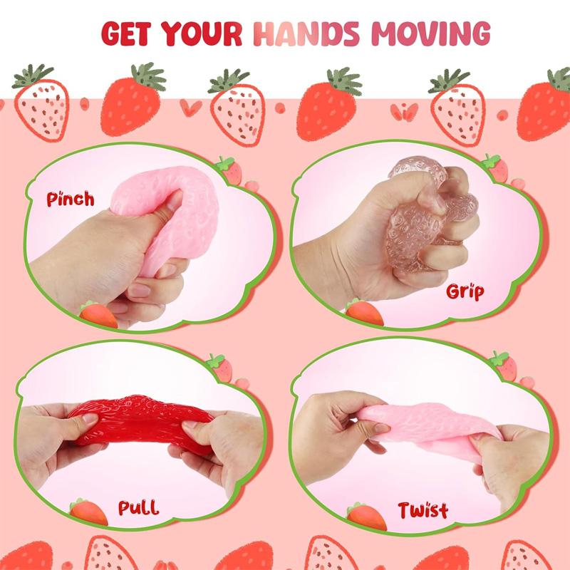 2026 New Model Tabba Strawberry Soft Rubber Toy Strawberry Stress Relief Squeeze Toy
