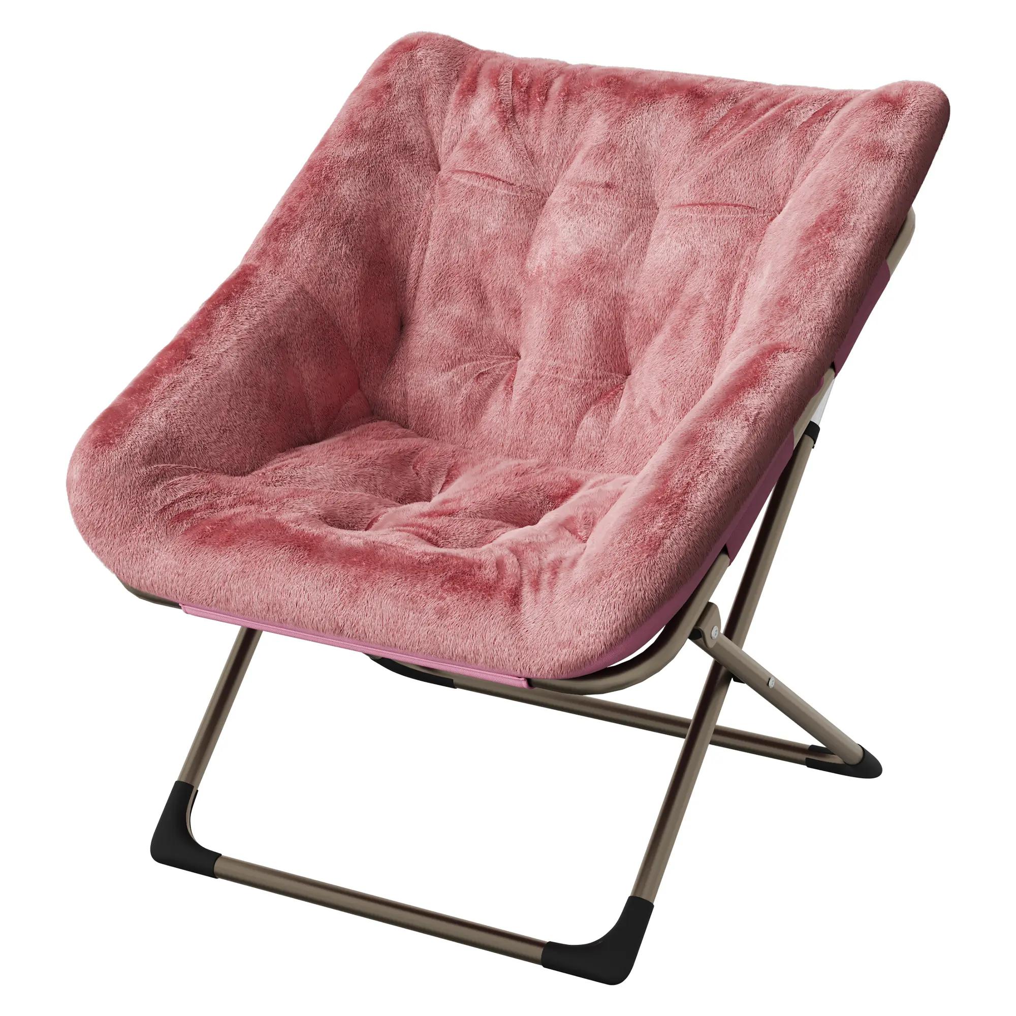 Oversized Soft Faux Fur Butterfly Lounge Chair, Folding Lounge Chair Portable, Soft Faux Fur Saucer Chair Collapsible, Butterfly Chair Sturdy Metal Frame for Bedroom, Living Room, Dorm, No Assembly