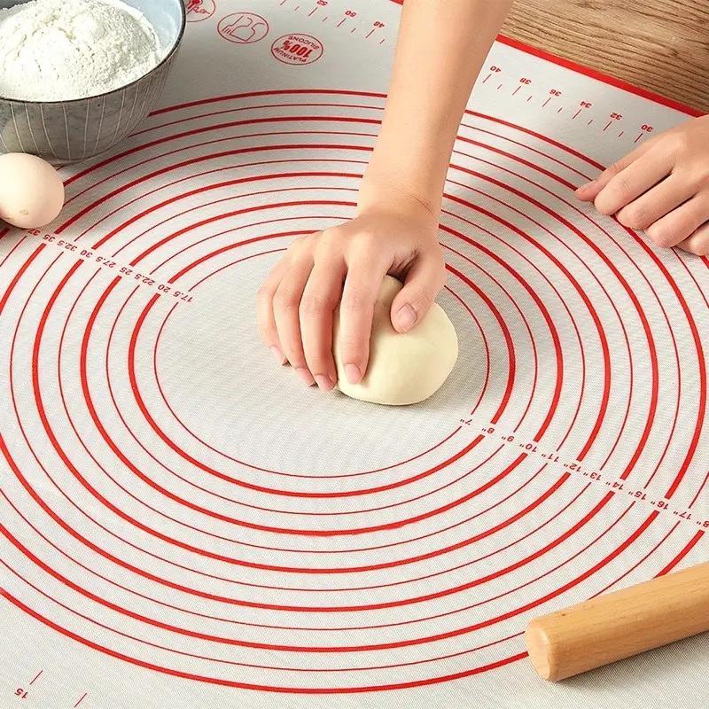 Silicone Table Mat for Kneading Dough, 1 Count Non-Slip Non-Stick Kneading and Baking Mat for Pizza Making, Kitchen Baking Utensils, Baking Tools