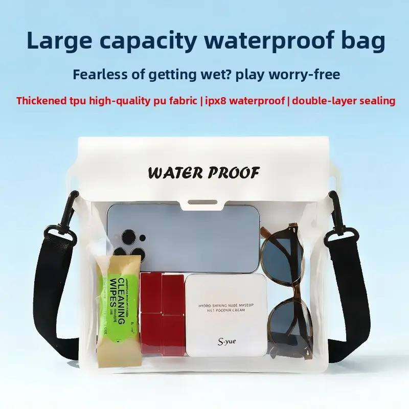 Large Capacity Swimming Bag Waterproof Phone Pouch Touch Screen Dry Bag for Beach Pool Outdoor Travel Diving Kayaking Surfing Swimming Equipment Bag