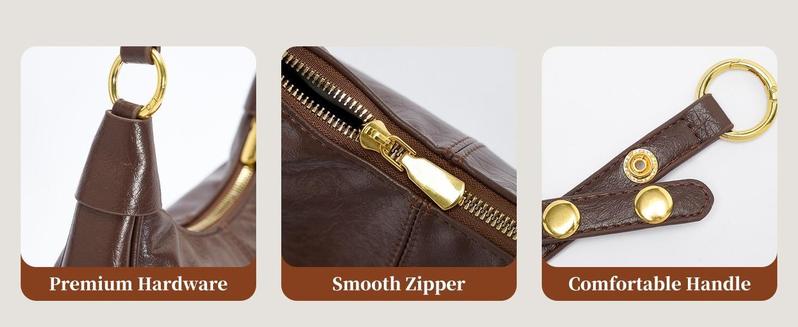 New Women's Simple Solid Color Zipper Shoulder Bag, Fashionable Versatile Underarm Bag, All-match Hobo Dumpling Bag for Daily Used