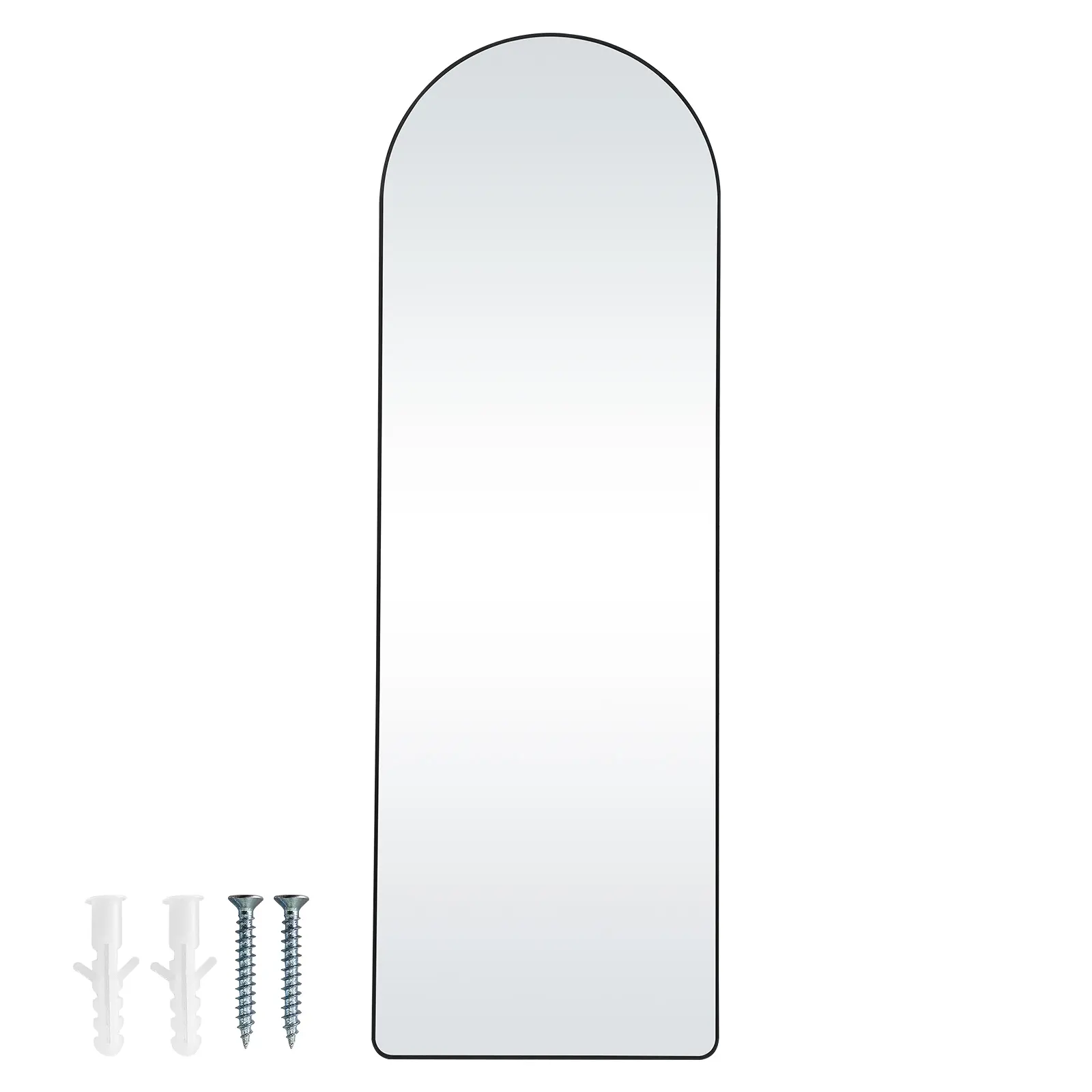 Curved Tall Mirror, 65'' x 22'', Spacious Standalone or Wall Mount Reflective Surface with Aluminum Frame, Comprehensive View Dress Mirror for Bedroom or Living Space, Black