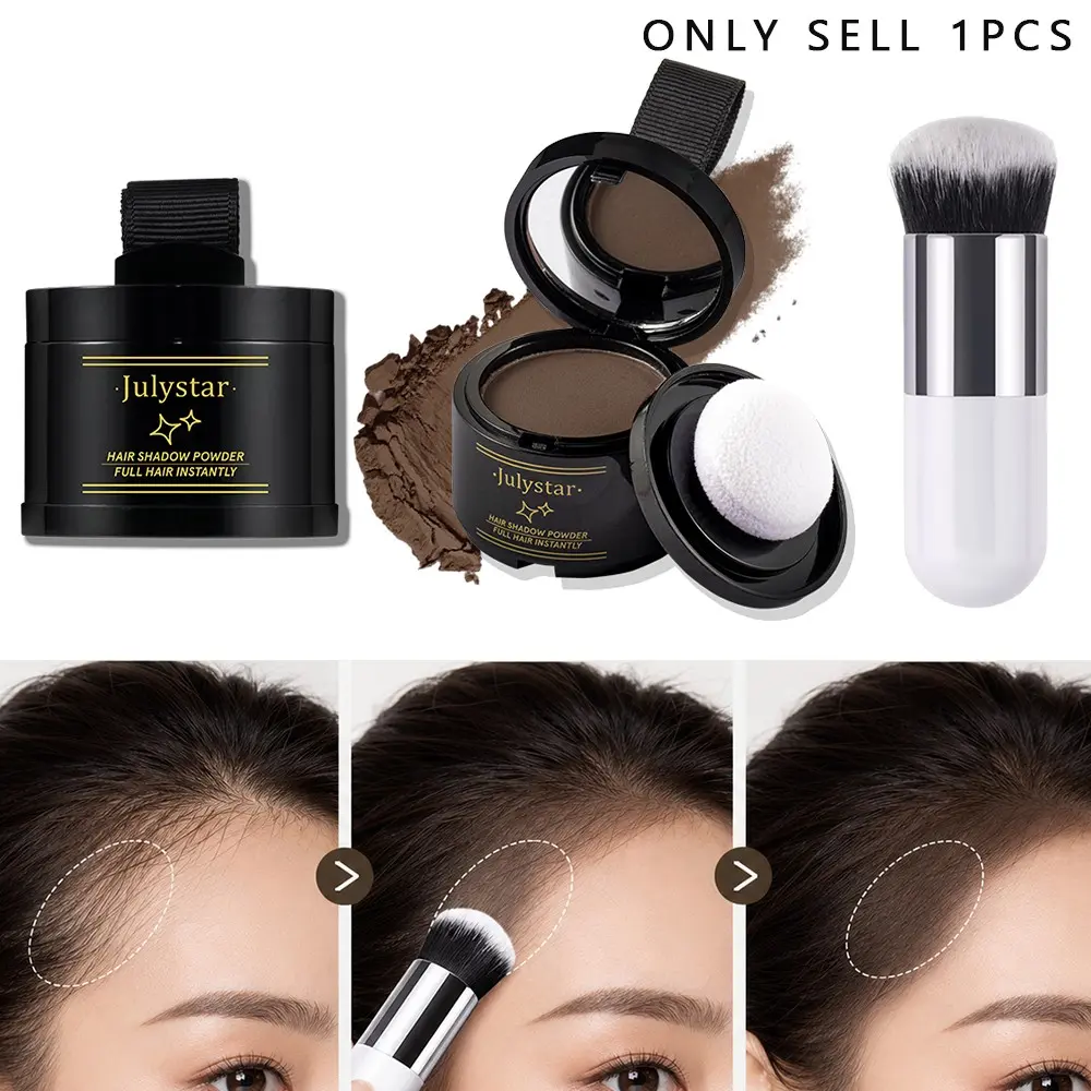 4 Shades Hair Shadow Powder Kit with Sponge Puff & Mirror, Free Makeup Brush As Gift, Instant Full Hair Effect, Reduce Receding Hairline & Wide Hair Part, Long Lasting Non-transfer, Multifunctional Brow & Face Contour Makeup for Ladies