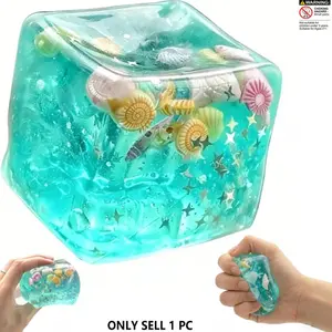 Ice Cube & Marine Shell Squishy Toy, Soft Slow-Rise TPR Stress Relief Fidget for Adults & Kids, Anxiety & Sensory Relief, Fun Party Favor, Desk & Table Decoration Gift