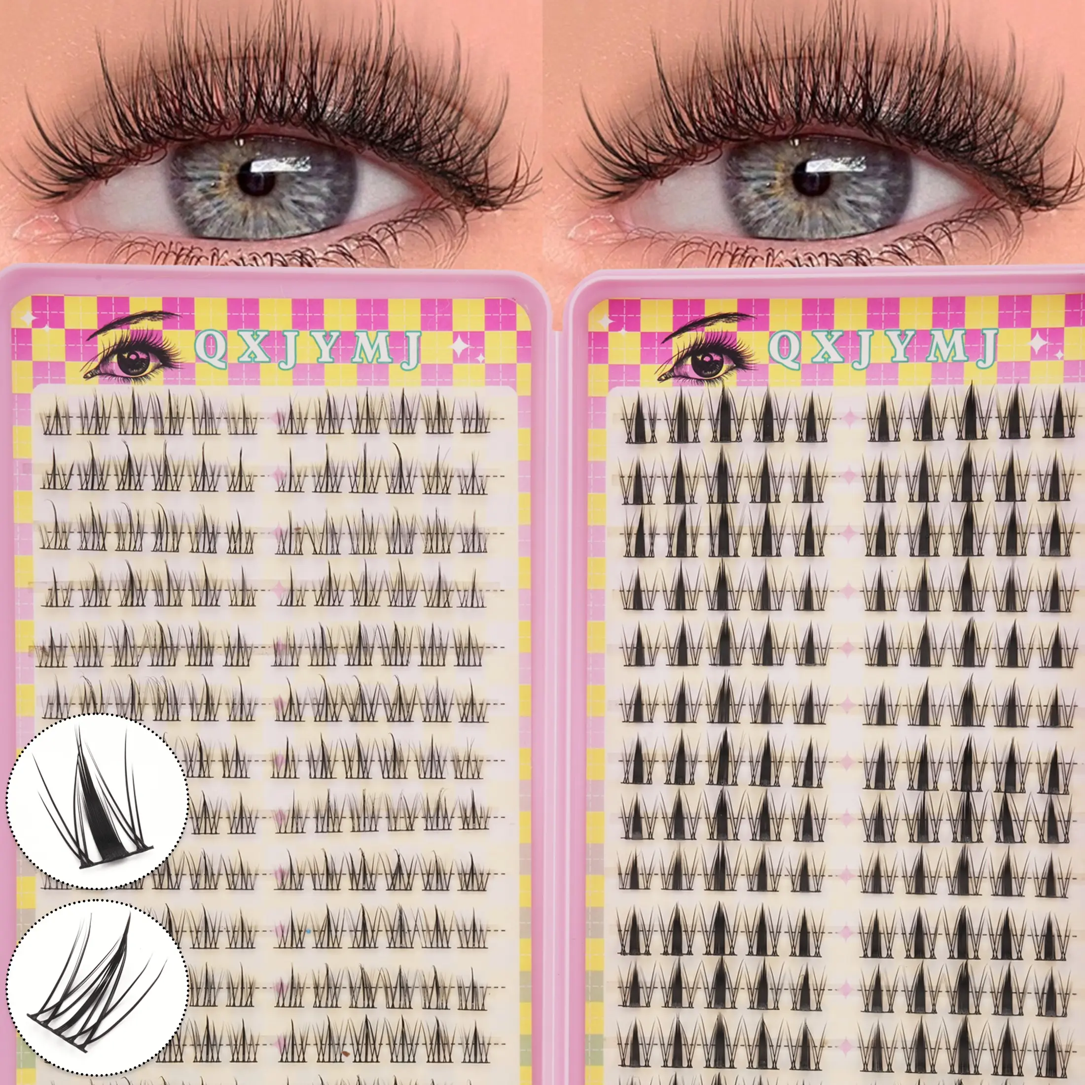 8 Rows 308 Pairs False Eyelashes, DIY Lash Book, 11mm Soft Voluminous Clusters, C-Curl, Natural or Fluffy Cat Eye Look, Large Capacity