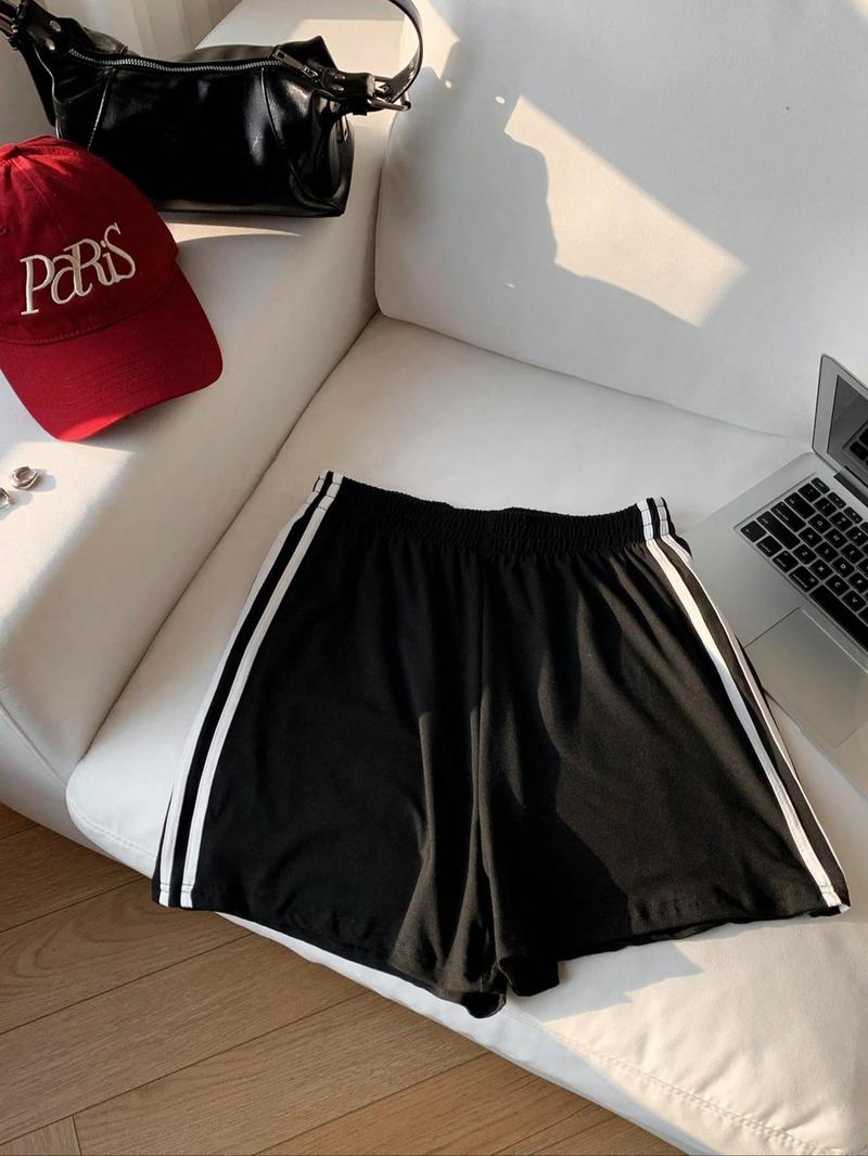 Women's Side Stripe Shorts, Casual Comfy Breathable Skinny Shorts for Daily Wear, Ladies Bottoms for Summer