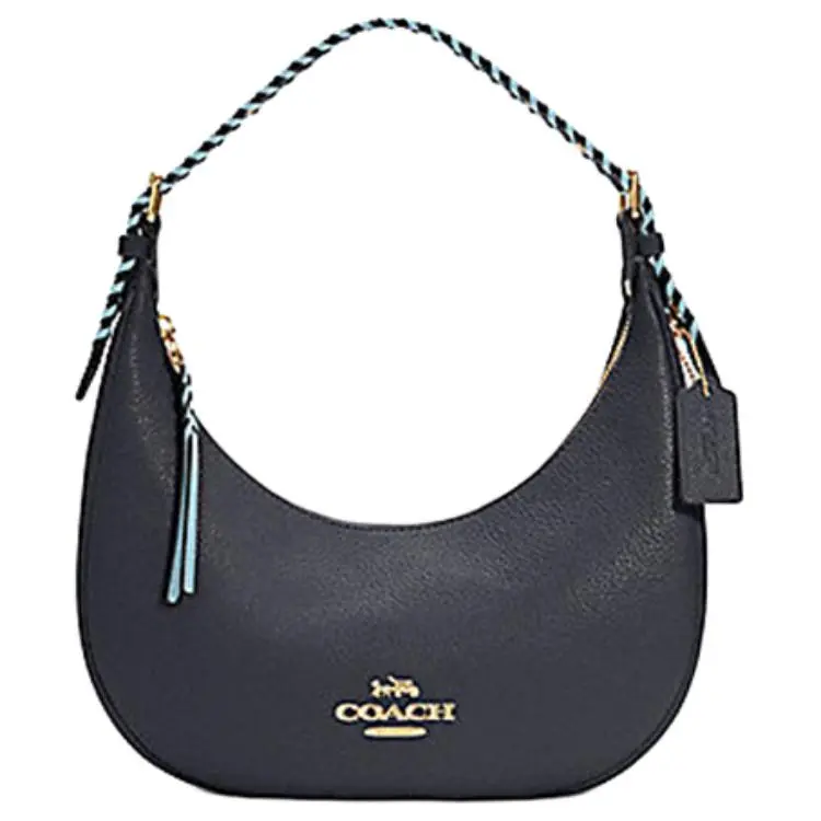 Coach Bailey 27 Leather Crossbody Bag for Women, Smooth Pebbled Texture with Metal Logo, Zip Closure, Navy Blue