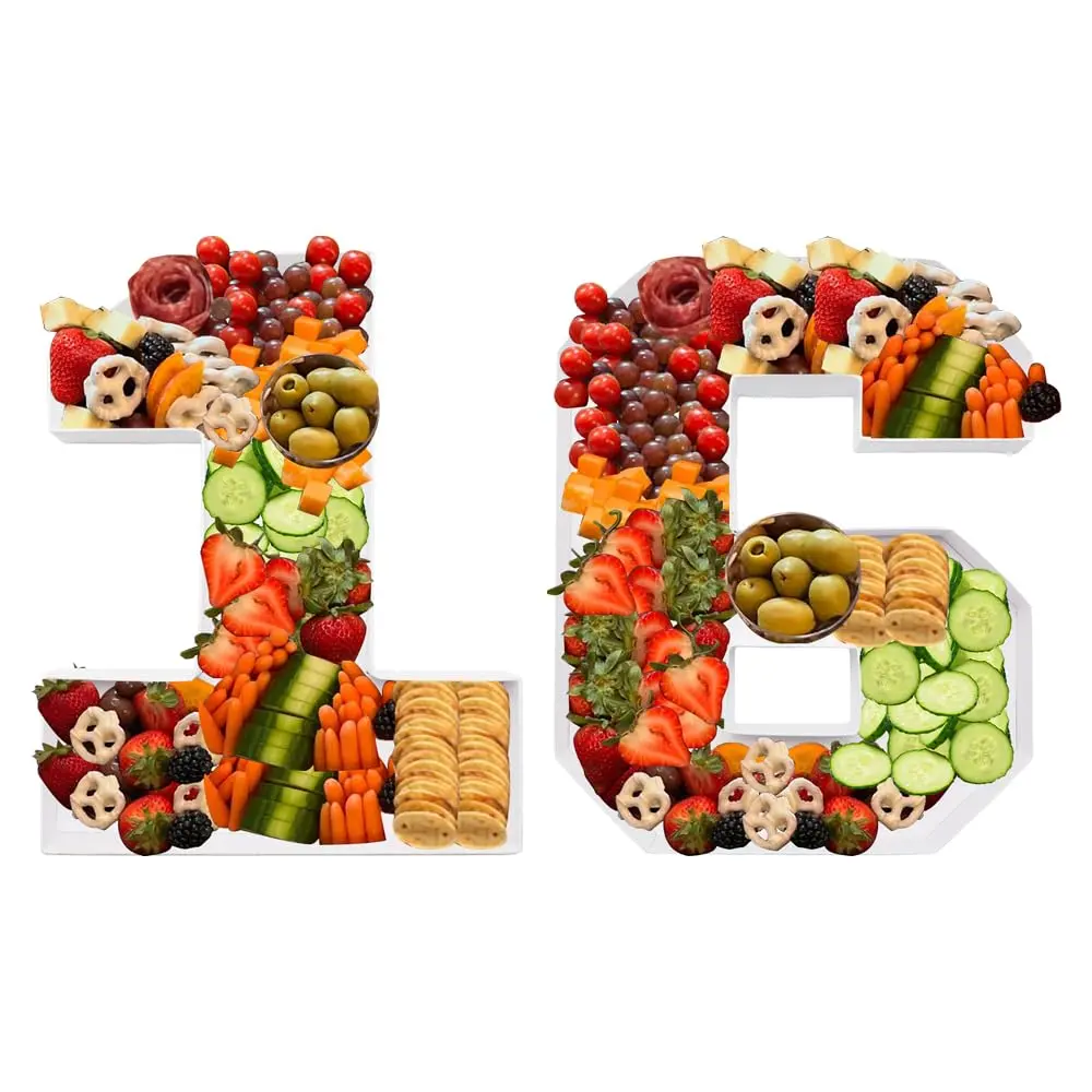 14inch Cardboard Number Fillable Shaped Charcuterie Board Tray Decorative Box Birthday  (Number 16)