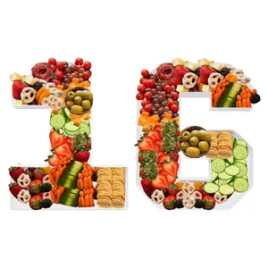 14inch Cardboard Number Fillable Shaped Charcuterie Board Tray Decorative Box Birthday  (Number 16)