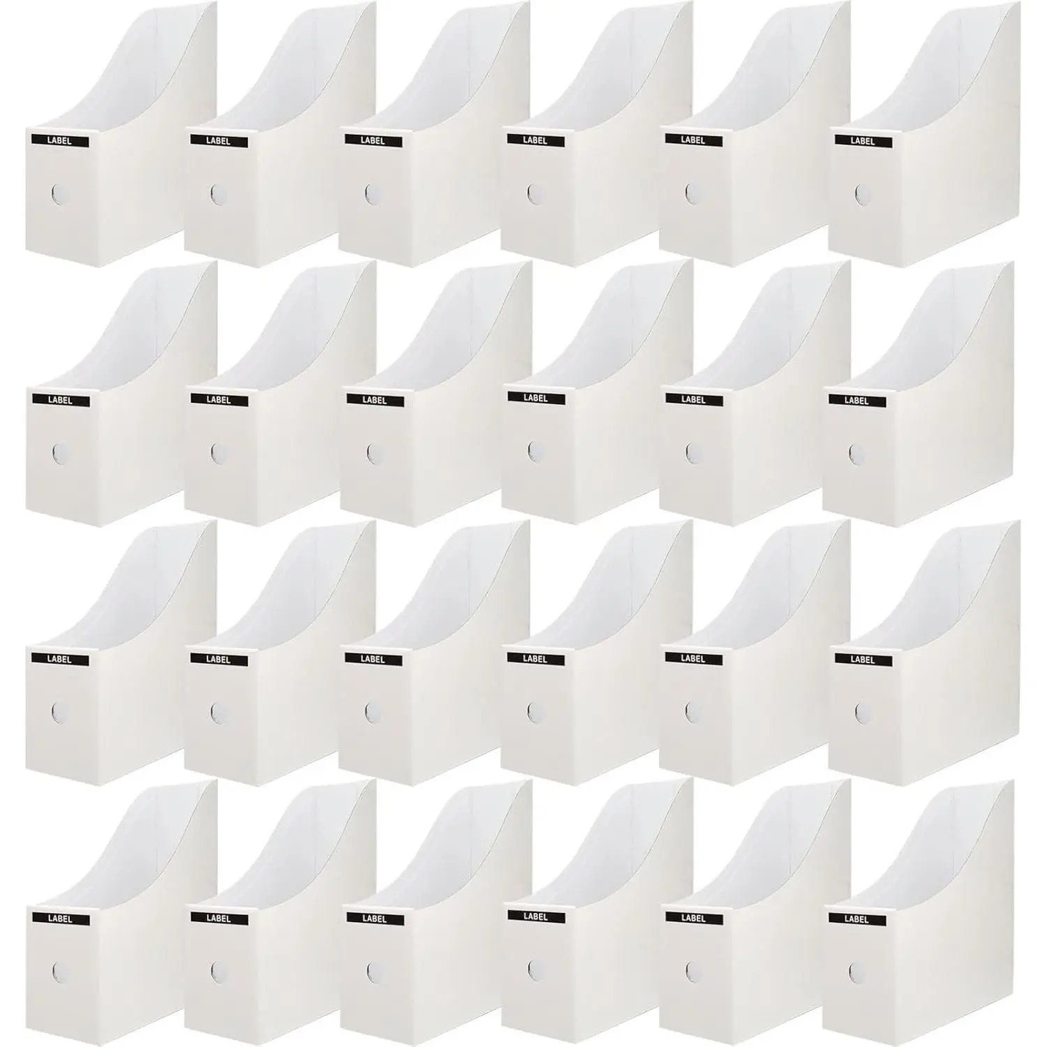 24-Pack White Cardboard Magazine File Holder with Pull Holes, Vertical Storage Organizer Box (10.6''H×10.2''L×3.5''W) for Home/Office Desk Shelves