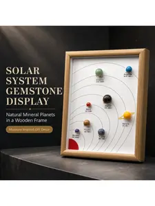 Natural Stone Solar System Eight Planets Crystal Ball Photo Frame Tabletop Science Specimen Home Decor Ornament Gift
