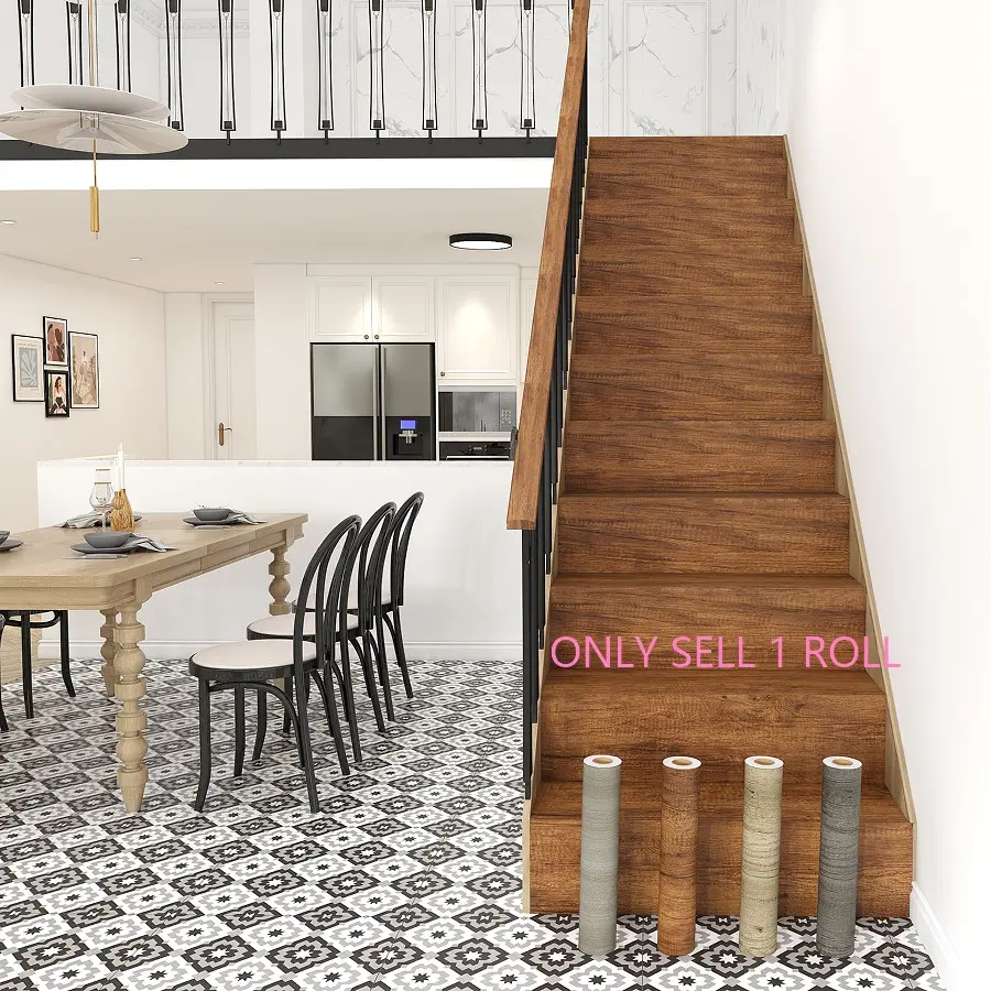 1 Roll, Peel and Stick Wood Grain Vinyl Wallpaper, Diy Wallpapers Suitable for stairs, Kitchen Countertops, Floors, Cabinets, Cement Masonry & Wood Style Surfaces - Removable Contact Paper with PVC Layer, Easy Install/Remove, DIY Renovation
