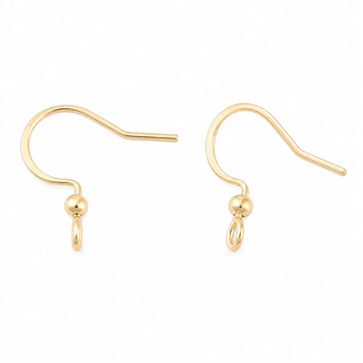 44-Pack 316 Surgical Stainless Steel Earring Hooks, 18K Gold Plated with Horizontal Loop, 15x3.5 Size, 2mm Hole, 17.5x0.5 Pin, Sleek Hypoallergenic Stainless Steel Jewelry Components for DIY Beading & Jewelry Making
