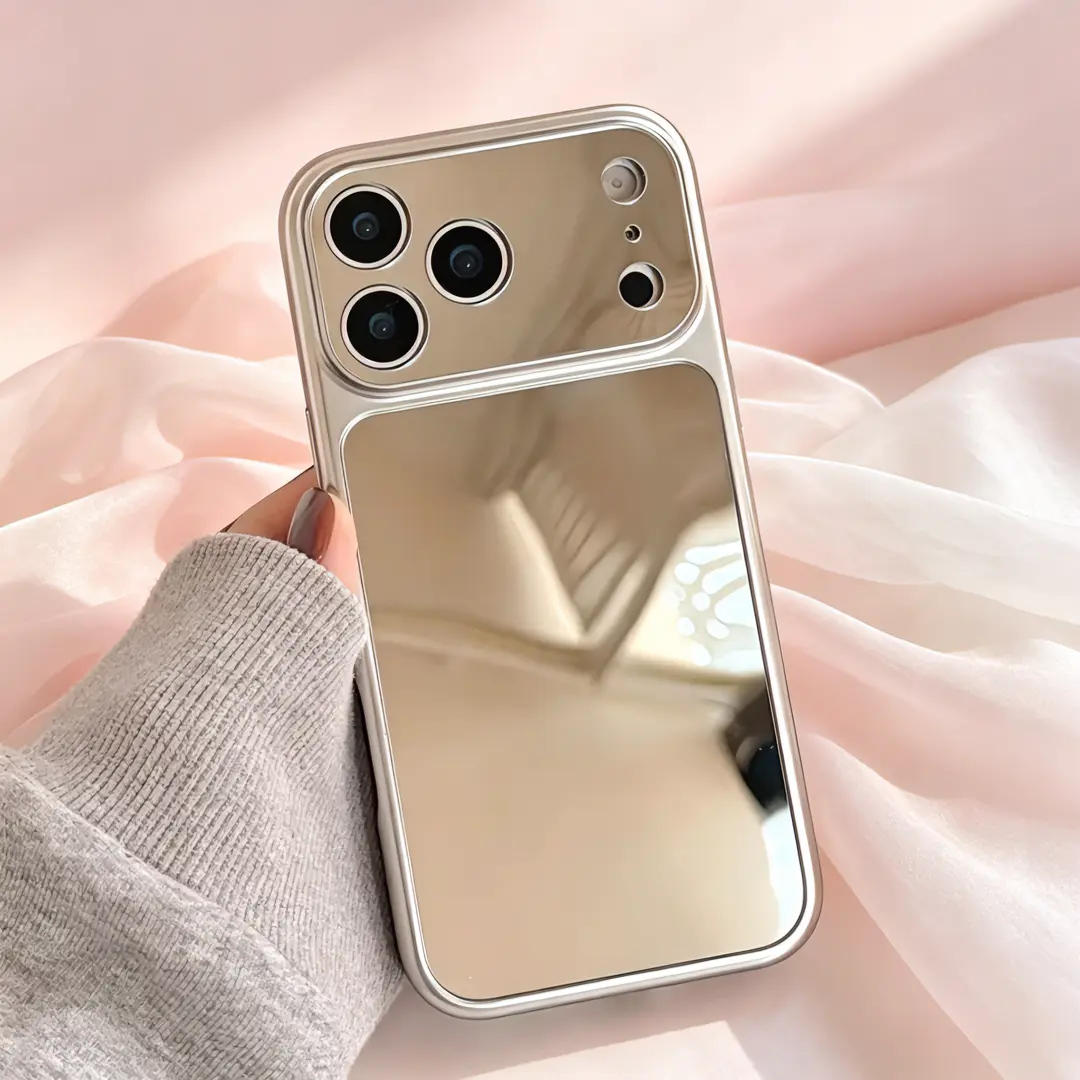 [Flash Fit] Handy Soft Rubber Makeup Mirror Phone Case Cover - Protective Mobile Accessory for iPhone 17 Pro Max, 16/15 Series (Large Viewing Window), 14/13/12 (Unique Design), Protection, Accessories