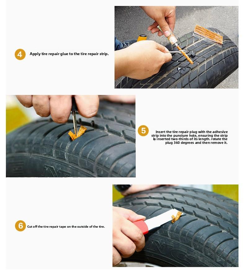 Emergency Tire Repair Kit - Portable Car Flat Tire Puncture Fix Tool Set for Roadside Rescue