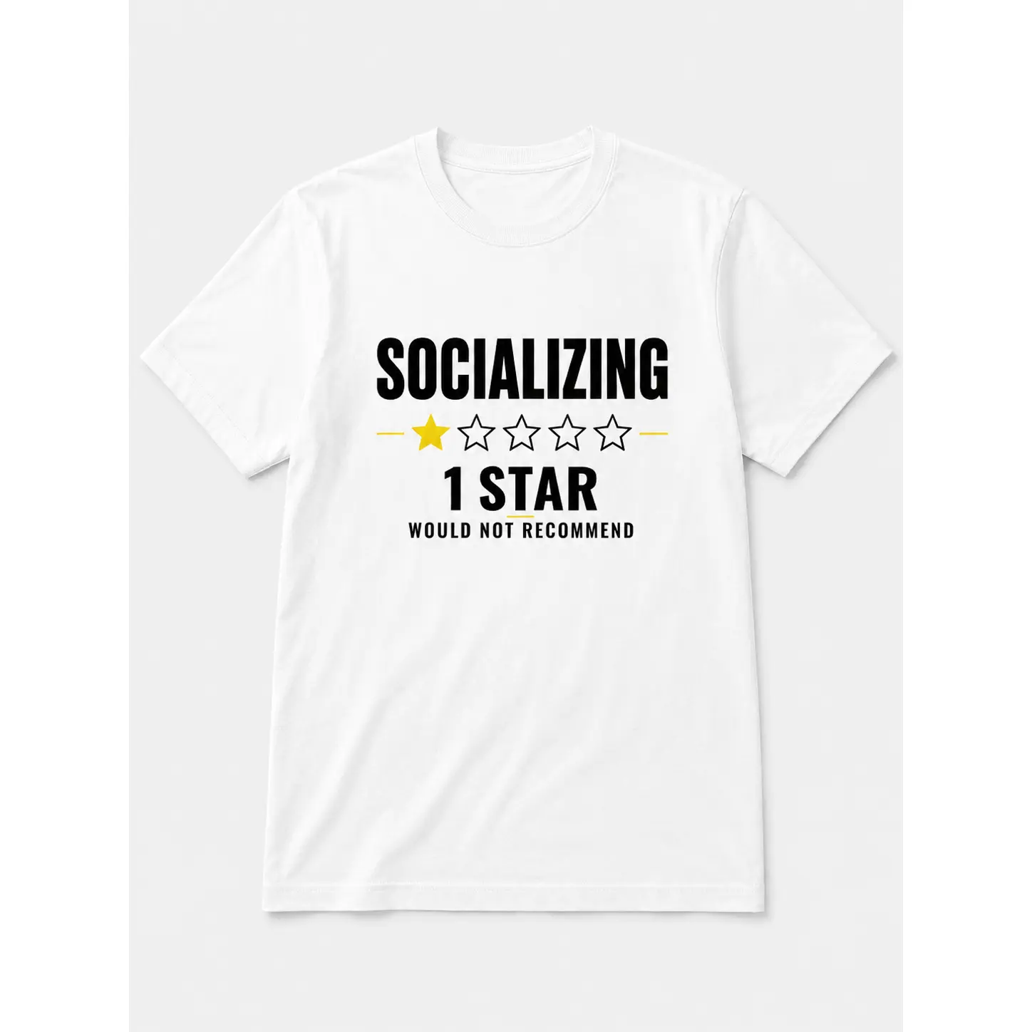 Socializing 1 Star T-Shirt, Funny Introvert Graphic Tee, Would Not Recommend Sarcastic Review Shirt, Casual Short Sleeve Top for Women and Men