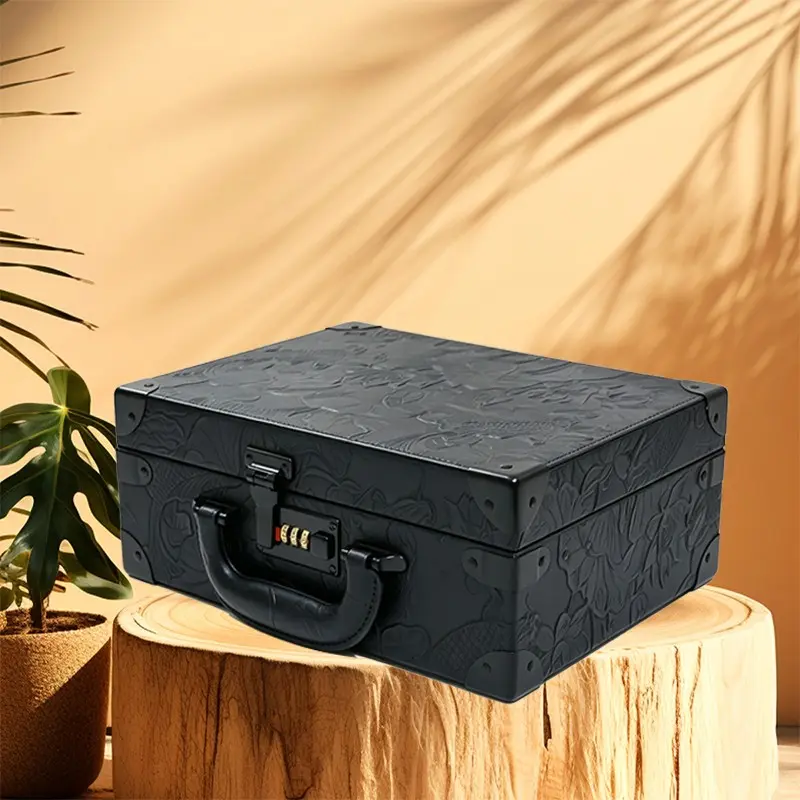 6-Piece Barber Tool Box, Organizer Box, Vintage Rectangular Design, Non-Toxic, Heatless Hairstyling Accessory, Ideal for Barbershop Use