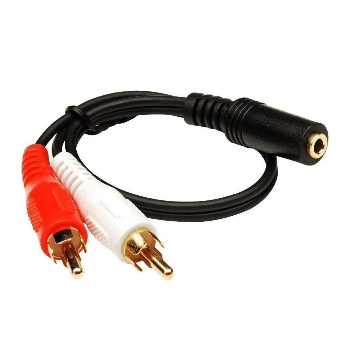 AU350026AK 3.5mm Stereo Jack Auxiliary Y-Shaped Splitter, 6-Inch Plated Connector, 1 Female to 2 Male Plug-and-Play Aux Audio Adapter