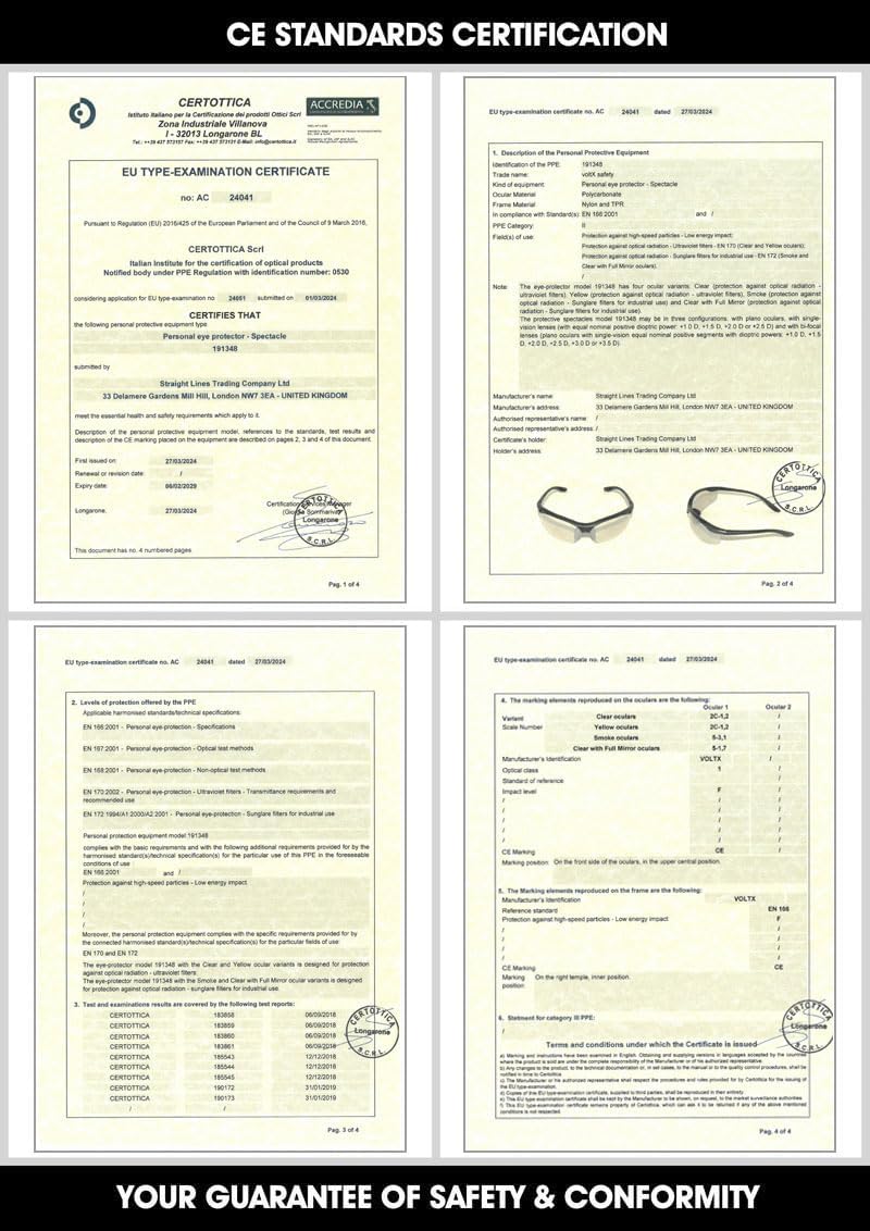 SAFETY READERS (CLEAR +1.5 Dioptre) Full Lens Reading Safety Glasses ANSI Z87.1+ & CE EN166F, Wraparound Style - Includes Safety Cord with headstop - UV400 anti fog coated lens