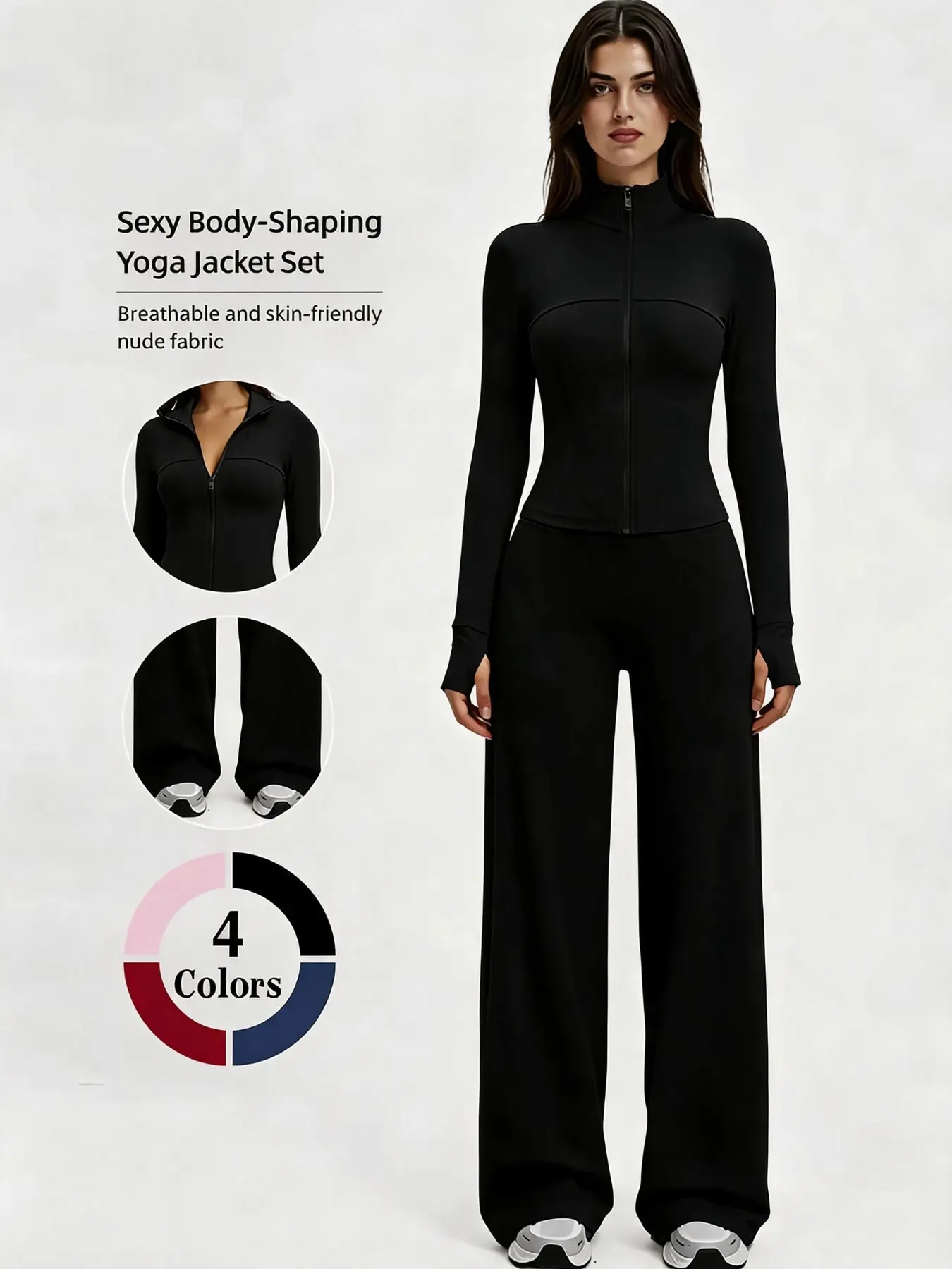 Women's Fashion Polka Dot Jogging Running Sport Leisure Casual Sporty Set Zipper Jacket Long Pants, Slim-Fitting, Spring & Fall, Below the Ankle, Athleisure Gym Clothes