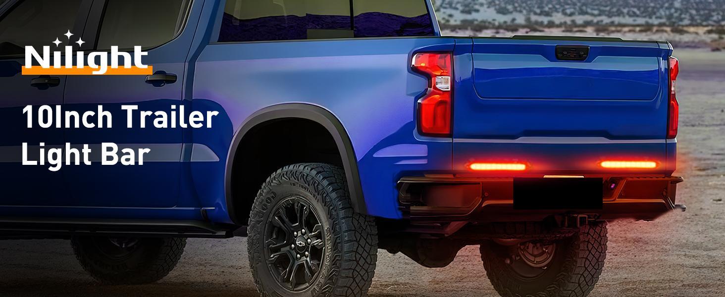 Nilight 2PCS 10-Inch 15 LED Red Trailer Light Bar for Park Stop Turn Tail Brake Lights IP67 Waterproof Marker ID Clearance Strip for Truck Golf Cart Pickups Boats