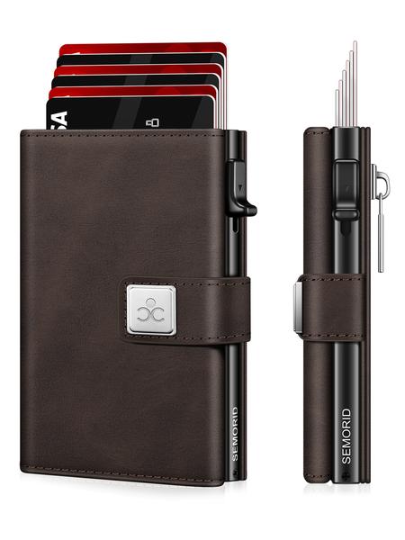 Men's Ultra-Thin RFID Blocking Aluminum Alloy Wallet, Minimalist Minimalist Business Design with Pop-Out Card Slots, ID Window and Cash Compartment, RFID Card Holder, Ideal Christmas Gift for Dad or Boyfriend