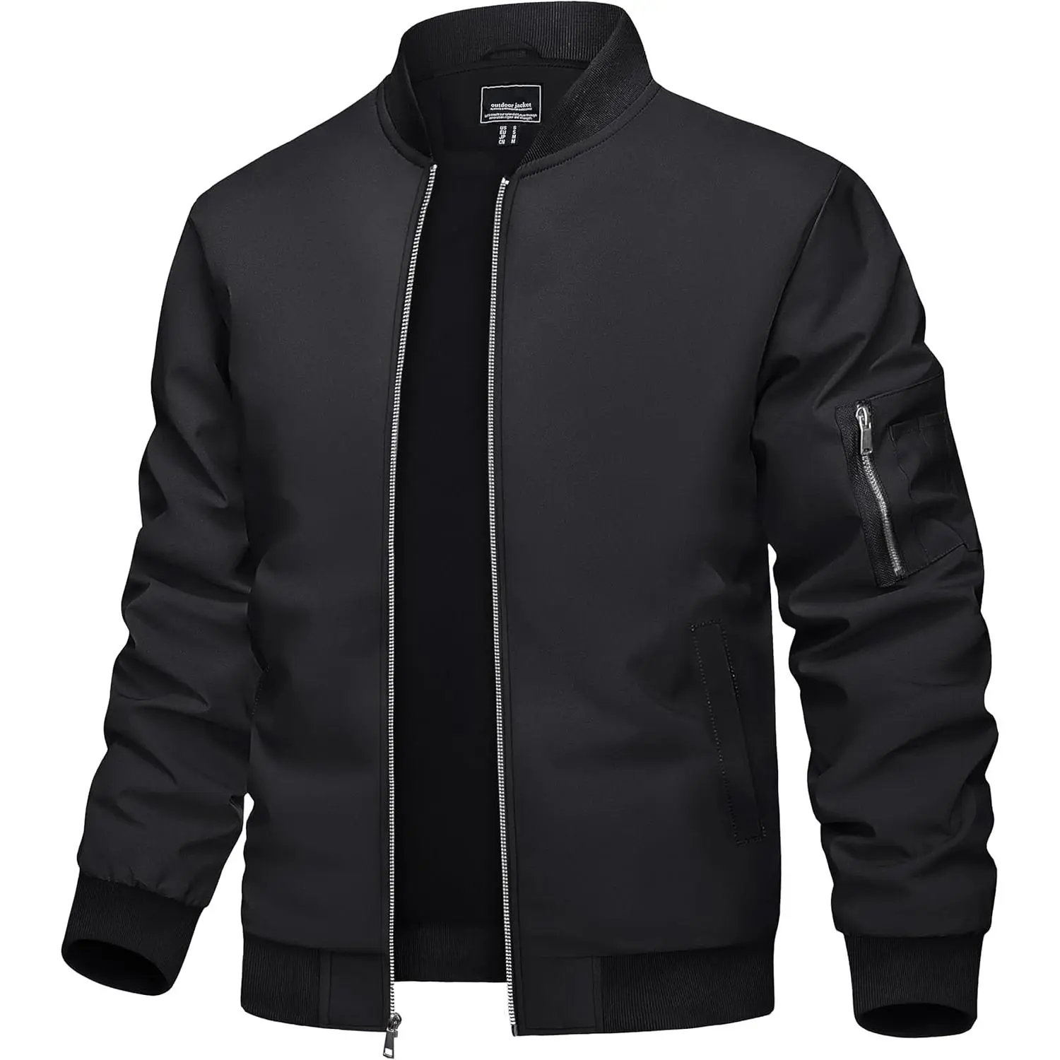 Baby Bomber-Style Lightweight Windbreaker, Zip-Up Closure Casual Spring-Fall Coat with Pocket (Lightweight Fabric)
