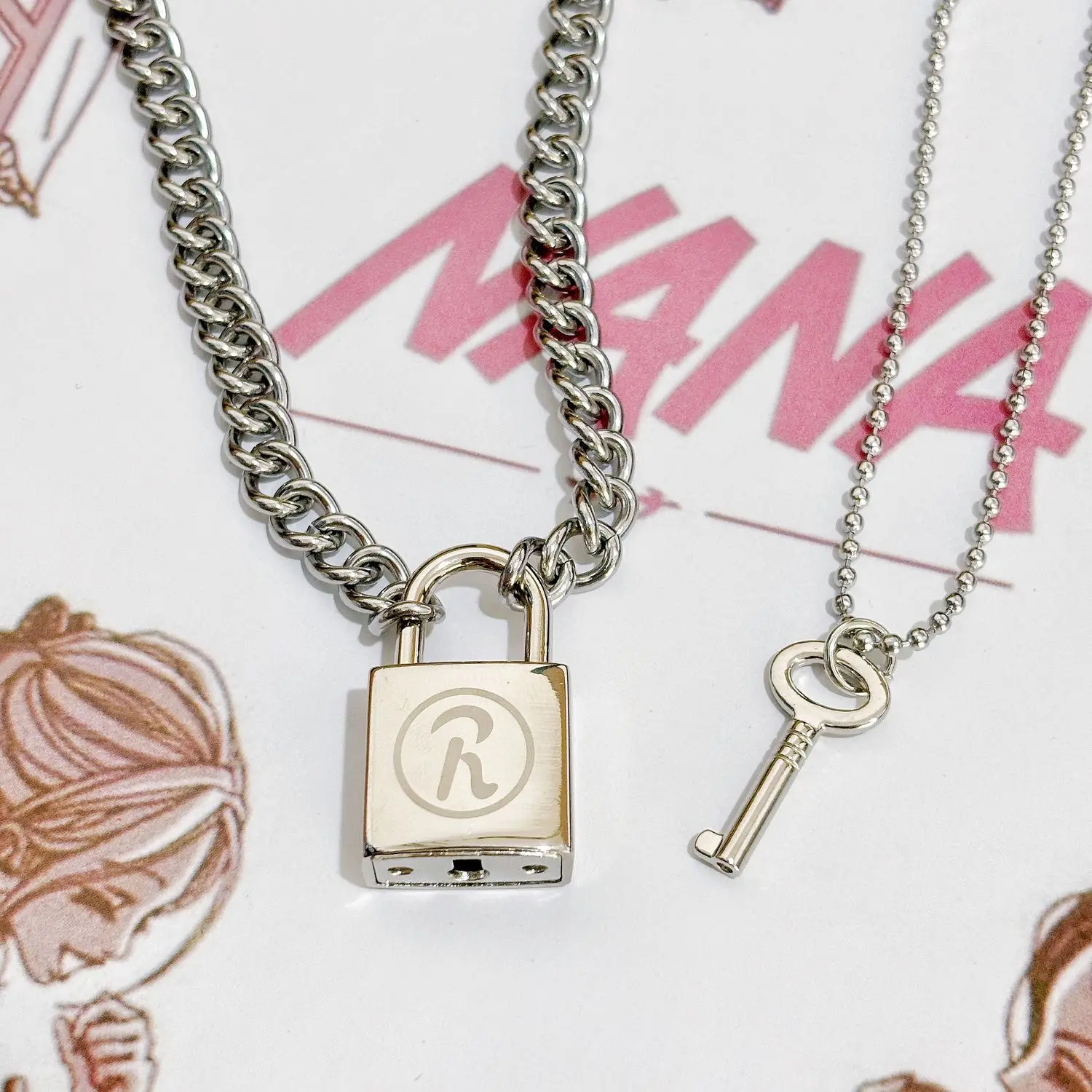 Nana Anime Inspired Lock And Key Pendant Necklace Couple Matching Necklaces Silver Alloy Fashion Jewelry Valentine Gift For Lovers