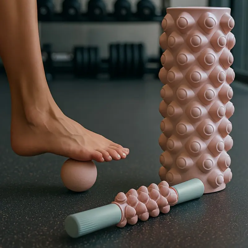 3-In-1 foam roller and fascia ball set, hollow massage roller, legs, arms and hips, perfect for yoga, Pilates, stretching, large muscle massager, fascia release tool, suitable for athletes and yoga enthusiasts, Fitness Equipment