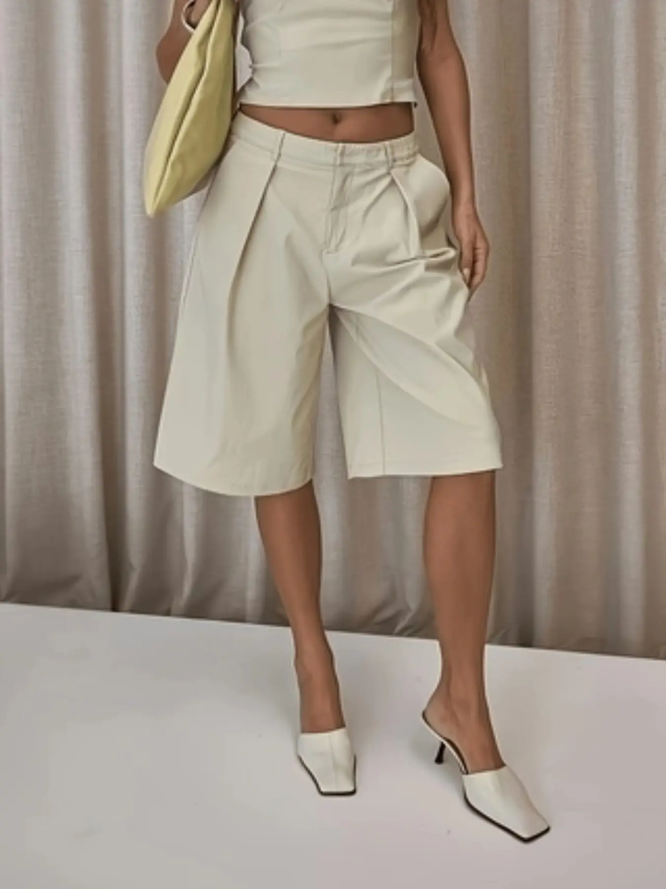 Women's Elegant Loose Fit Shorts, Plain High Waist Pockets, Smooth Fabric, All Seasons, Casual Office Home Date Party Wear