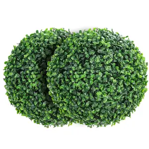 GARVEE2 Pcs Artificial Plant Topiary Balls, 15" Faux Boxwood Decorative Green Spheres for Outdoor Use, Perfect for Front Porch, Patio, Garden, Backyard, Home, and Wedding Decor