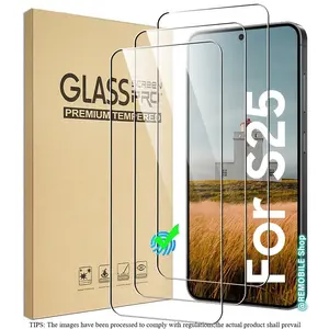 3 Pack Glass Screen Protector for Galaxy S25 S24 S23 S22 S21 Smartphone, Fingerprint Unlock, HD Clear Case Friendly Anti-Scratch, Scratch Resistant Protector, Full Coverage Tempered Glass Screen Protector for Galaxy S25 FE Accessories Protection