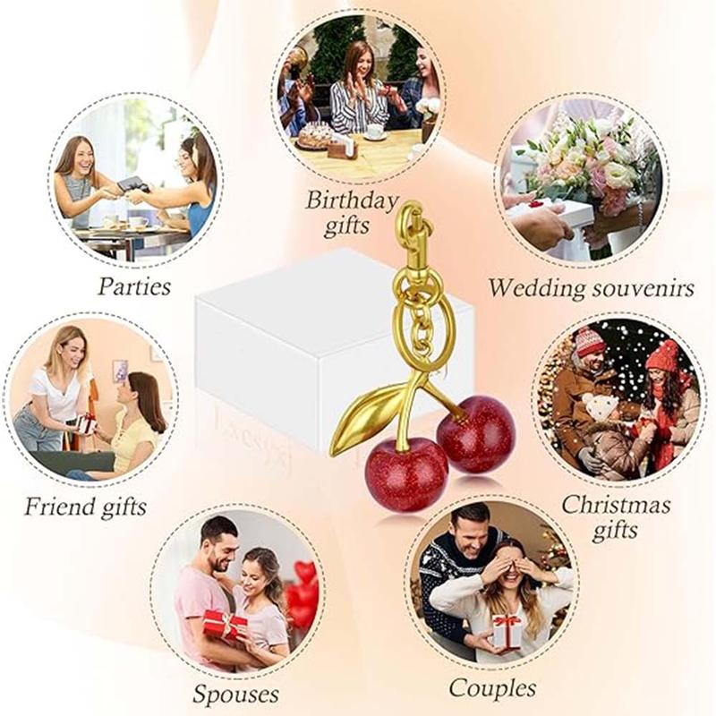 1pc Cherry Keychain, Bright Cherry Bag Charms, Sparkly Bag Charm, Keychain and Clip - Glittering Resin&Metal Accents, Fit for Bags&Wallets