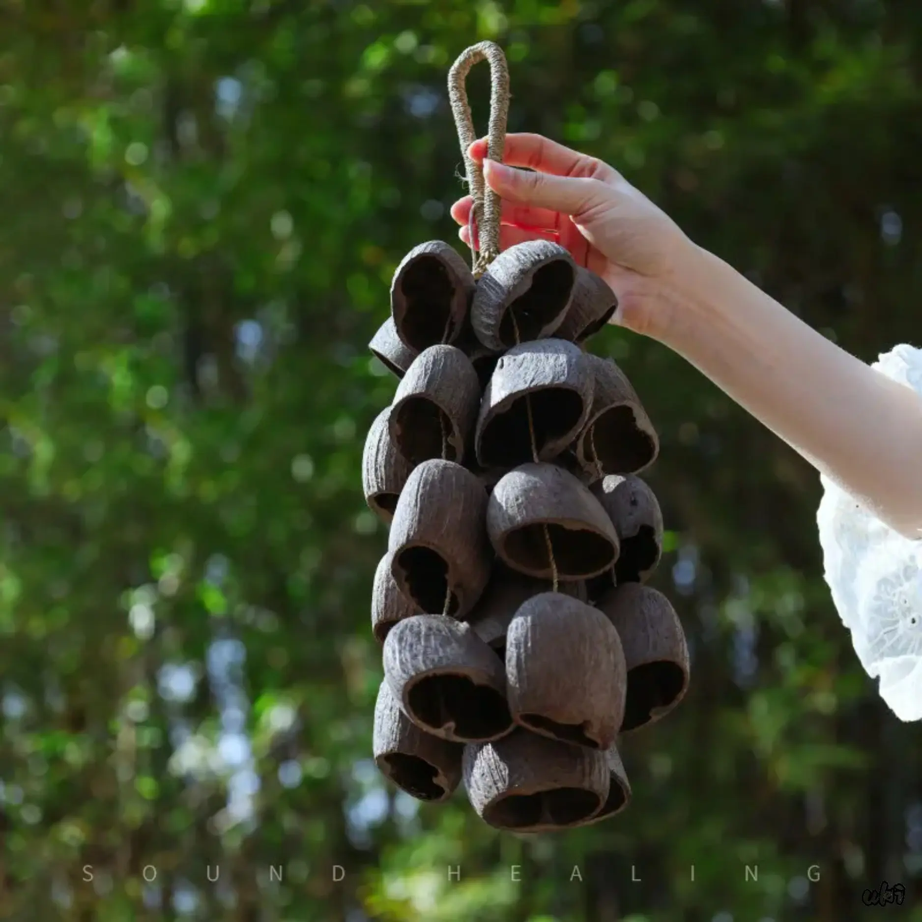 Handcrafted Natural Seed Pod Hand Bell Ornament - Hanging ASMR Sounds Stress Relief Accessory, Boho Meditation Shaker, Portable Handbag Charm for Yoga Rituals, Holiday Gift Idea, Boho Vibes, Dried Pods, Decor, Mini Size