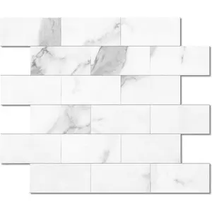 2026 New Upgrade Peel and Stick Backsplash Tile 11.34" X 11.57" Wall Tile for Kitchen Bathroom Fireplace Laundry (Bright White, 20 Packs)