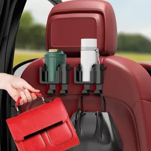3 PCS Multi-Functional Car Headrest Hooks with Cup Holder, Phone Mount, Universal Backseat Storage Organizer, Durable Car Accessories for Road Trips, Daily Commute