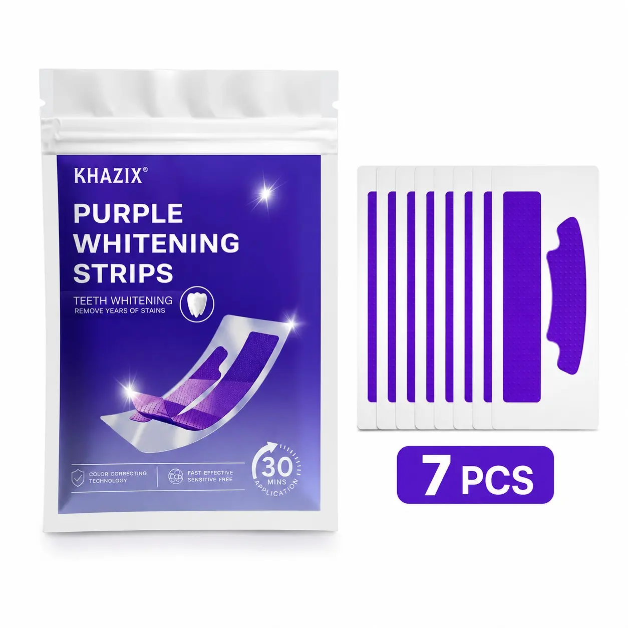KHAZIX Teeth Whitening Strips 7 PCS, Easy to Use Smile Care Strips for Brighter-Looking Smile, Comfortable Fit Oral Care Strips for At-Home Daily Use