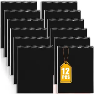 12 Pack Top Bound Spiral Steno Pads 11 x 8-1/2" 100 Sheets College Ruled Bulk Notebooks for Office Back to School Work Supplies Black
