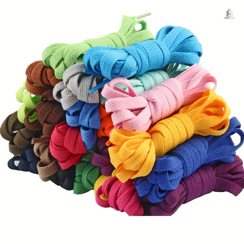 sohochic Flat Shoe Laces - 3-Pack (3 Pairs), 5/16in Width, Polyester Flat Knit Lightweight Athletic Replacement Laces for Sneakers, Running Shoes, Work Boots