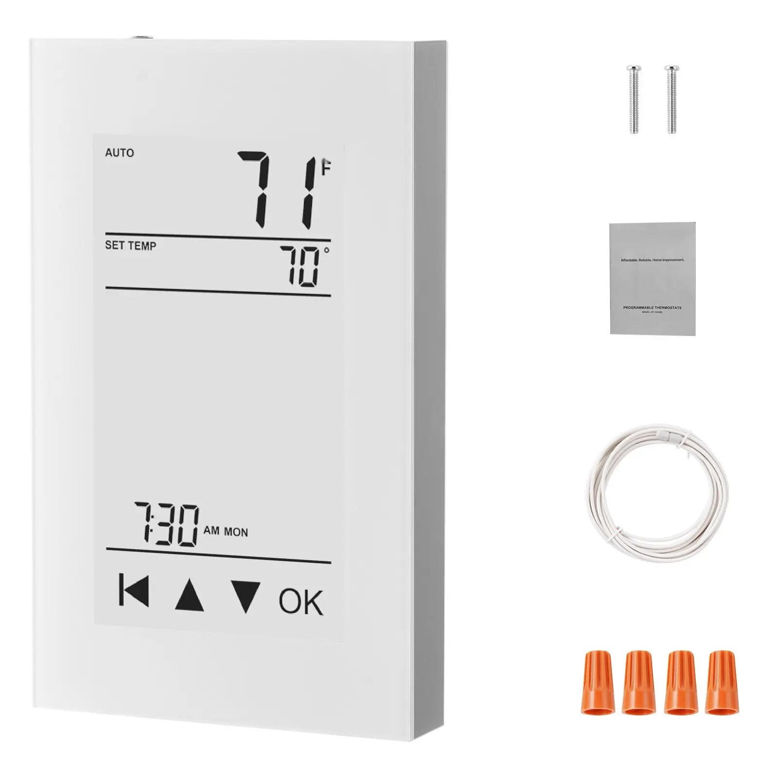 7 Day Programmable Thermostat For Underfloor Heating System With LCD Touchscreen, Floor Temperature Control, Energy Saving Scheduling, Easy Installation, Daily And Weekly Programs, High Precision Sensor
