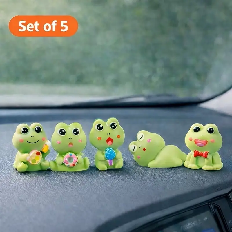 5-Piece Frog Figurine Set, Car Interior Decor/Car Desktop Decor/desk Decor, Office Desk Decoration, Car Ornament, Home Gift Collection, Unique Housewarming Present