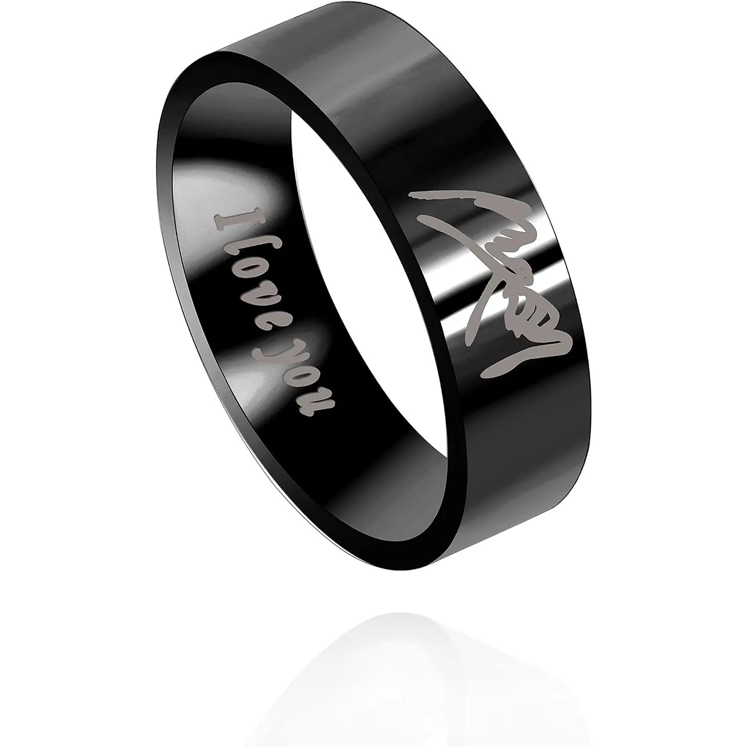 6MM Titanium Steel I Love You Promise Forever Ring, Romantic Valentines Gifts for Couples