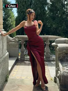 Slouchy Shoulder Satin Dress, Plain Surface, Slim-Fitting, Sexy Style, Elegance, Weighted at 88.2 G/m², No Ca Prop 65 Re/ca, Ideal for Everyday Wear