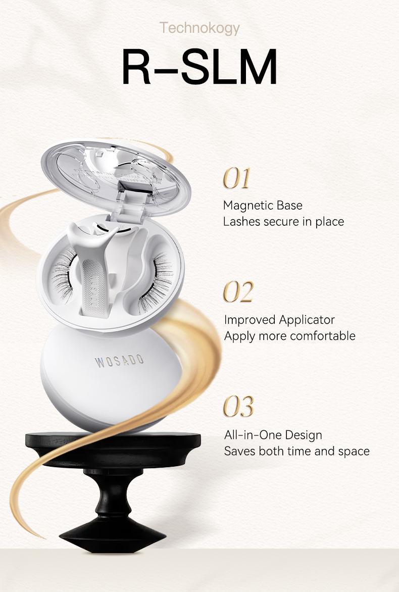 Wosado Soft Magnetic Eyelashes All-in-One Box, Reusable, Glue-Free, Waterproof, Lightweight, Natural Style Makeup Cosmetic