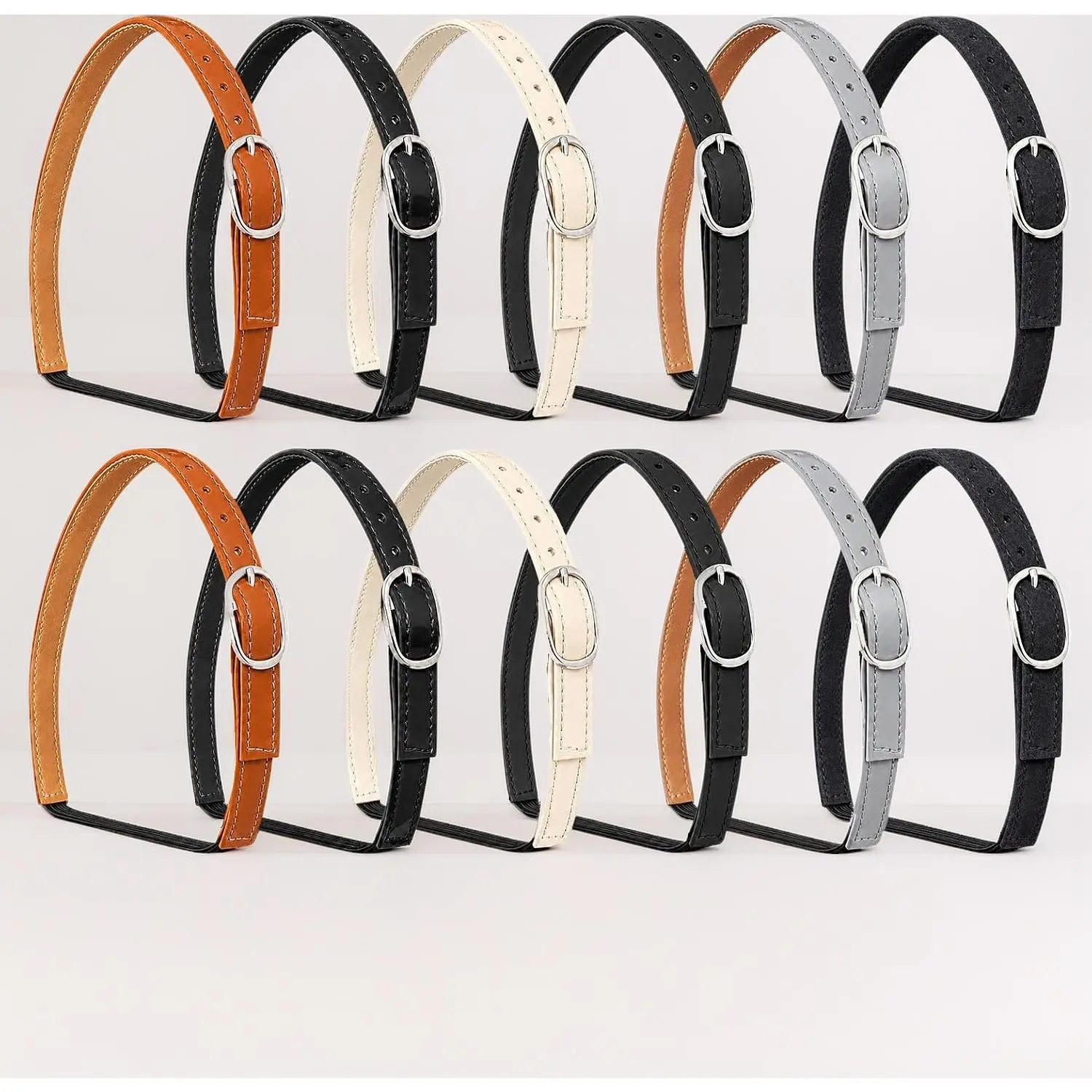 6 Pairs Adjustable Heel Footwear Strap Bands - Detachable Colorful PU Leather Ankle Buckle Bands, DIY Shoe Accessory for Loose High Heels, Pumps, Sandals; Weddings, Parties