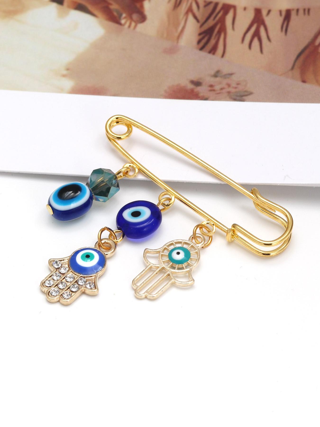 Evil Eye Design Brooch, Rhinestone Decorated Hollow out Design Clothes Brooch, Fashion Accessories for Women & Men, Trendy All-match & Exquisite Brooch for Birthday Gift, Jewellery
